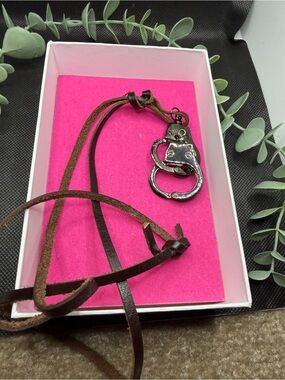 Posh Leather Cord Necklace with Handcuff